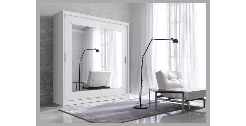 Armoire 200cm avec miroirs et portes coulissantes. Collection ROMEO. Coloris blanc