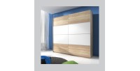 Armoire design 2 portes avec miroirs 220cm couleur chêne clair. Collection EOS
