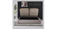 Lit coffre collection MILOS - Couleur grise - 140x200cm - Sommier inclus