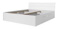 Lit adulte 160x200 avec tiroirs intégrés - Collection EOS. Coloris blanc mat