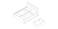 Lit adulte 160x200 avec tiroirs intégrés - Collection EOS. Coloris blanc mat