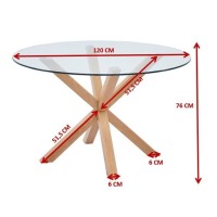 Table à manger ronde ALEX, ø120cm - verre et métal- Style Moderne