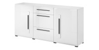 Buffet design 180cm. Collection BREDA deux portes et trois tiroirs. Coloris blanc.