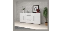 Buffet design 180cm. Collection BREDA deux portes et trois tiroirs. Coloris blanc.