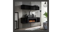 Meubles suspendus avec cheminée décorative collection FLY N1. Coloris noir.