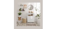 Placard deux portes style persienne et une niche pour salle de bain coloris blanc collection CLEAN