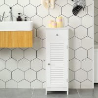 Meuble de rangement pour salle de bain un tiroir et une porte battante coloris blanc collection CLEAN