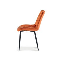 Chaise en velours de salle à manger avec pieds en métal orange KALI