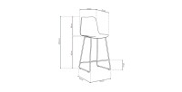 Chaise de comptoir 'Mario' PP Gris, dimensions : H100.5 x L51 x P44cm