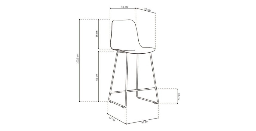 Chaise de comptoir 'Mario' PP Gris, dimensions : H100.5 x L51 x P44cm