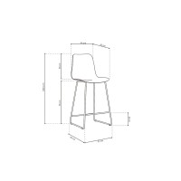 Chaise de comptoir 'Mario' PP Gris-vert, dimensions : H100.5 x L51 x P44cm