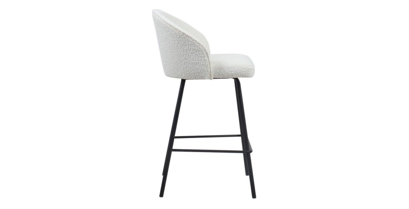 Chaise de comptoir 'Juni' Bouclé Blanc, dimensions : H87 x L52 x P51 cm