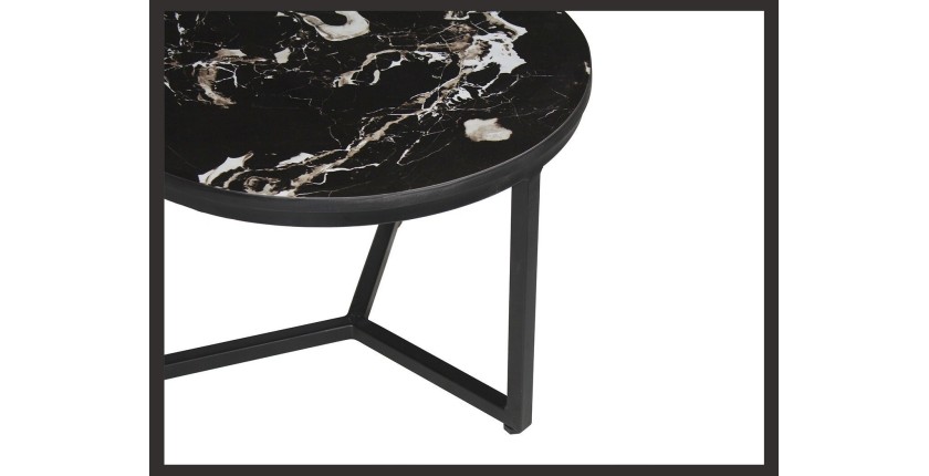 Table basse collection RAVENNO. Meuble type CONTEMPORAIN. Noir marbré.