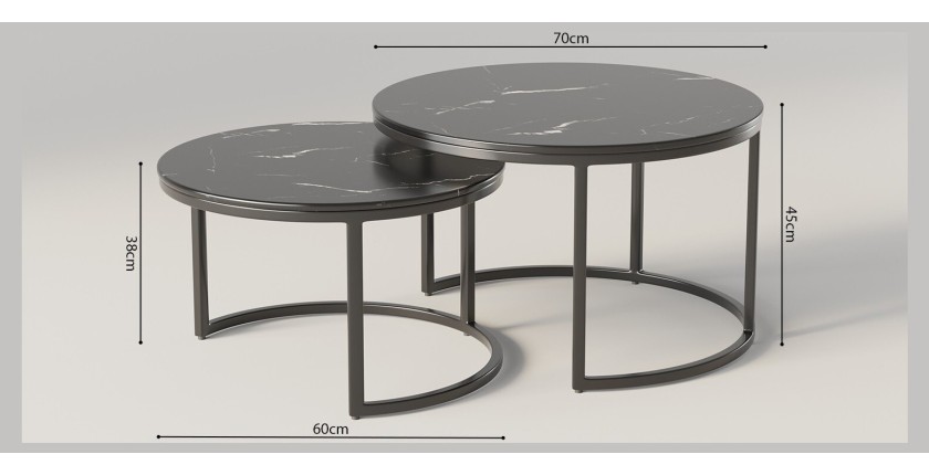 Table basse collection NAZARI. Meuble type CONTEMPORAIN. Marbre noir.