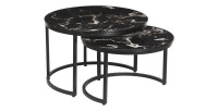 Table basse collection NAZARI. Meuble type CONTEMPORAIN. Pierre aspect marbre noir.