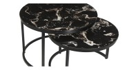 Table basse collection NAZARI. Meuble type CONTEMPORAIN. Pierre aspect marbre noir.