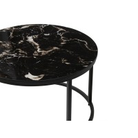 Table basse collection NAZARI. Meuble type CONTEMPORAIN. Pierre aspect marbre noir.