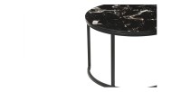 Table basse collection NAZARI. Meuble type CONTEMPORAIN. Pierre aspect marbre noir.