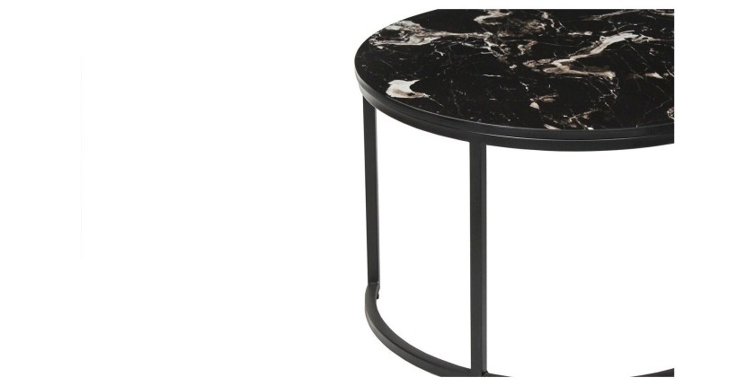 Table basse collection NAZARI. Meuble type CONTEMPORAIN. Pierre aspect marbre noir.