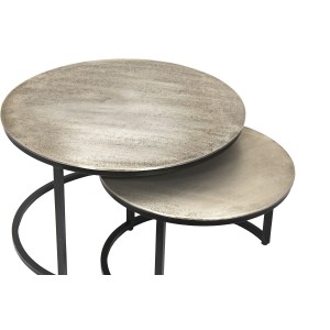 Table basse collection IMARA argent vieilli.