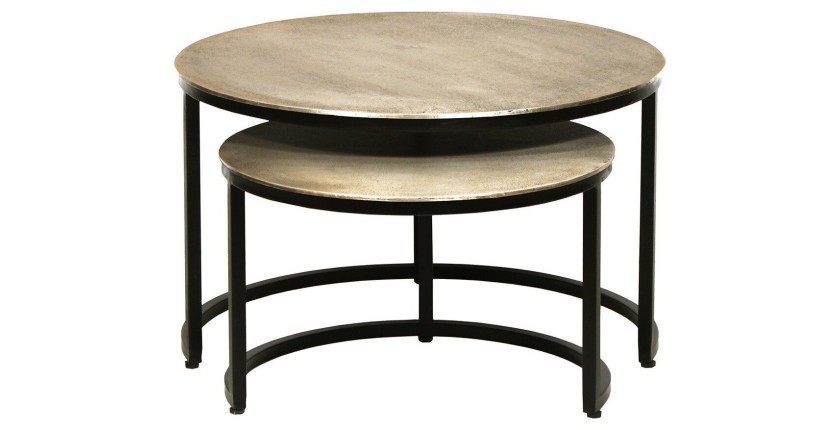 Table basse collection IMARA argent vieilli.