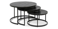 Table basse gigogne ronde noir collection LENOX. Meuble style industriel