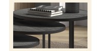 Table basse gigogne ronde noir collection LENOX. Meuble style industriel