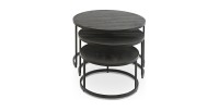 Table basse gigogne ronde noir collection LENOX. Meuble style industriel