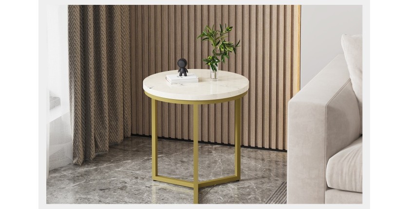 Table d'appoint JOURNA marbre blanc