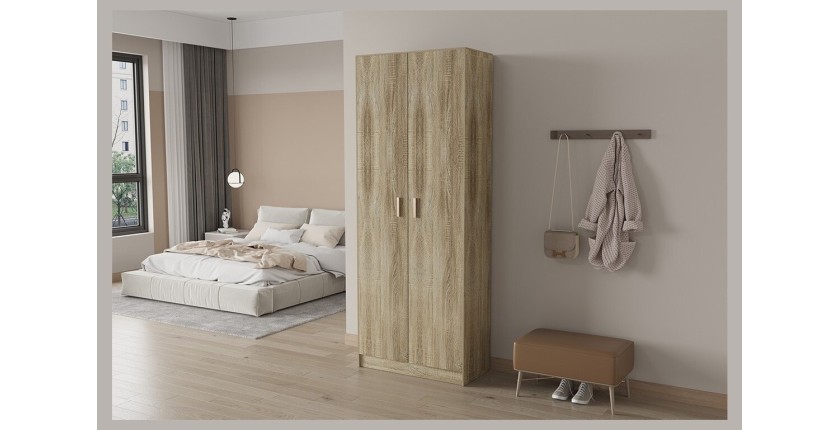 Armoire, collection TOLLY, 2 portes, 75x195 cm, coloris chêne sonoma