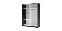 Armoire design 200cm coloris noir et chêne collection STRANO. Deux portes coulissantes. Dressing complet avec miroir.