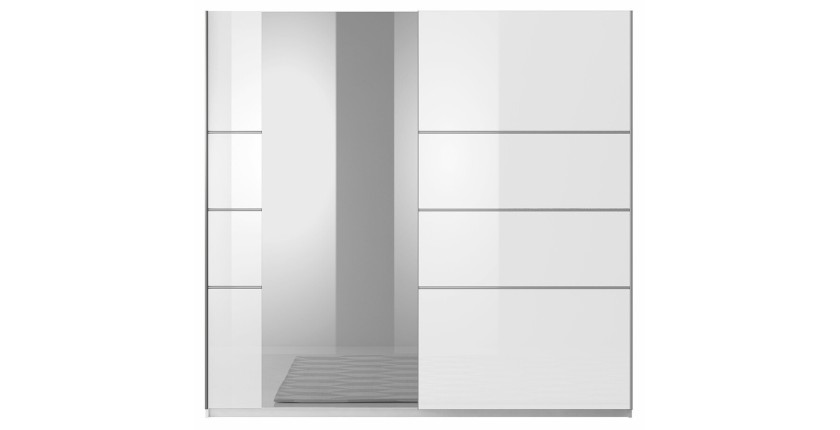 Chambre à coucher EOS : Armoire 180cm, Lit 160x200, commode, chevets. Couleur blanc mat