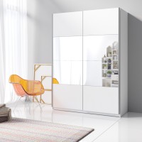 Chambre à coucher complète collection EOS : Armoire 150cm, Lit 160x200, commode, chevets. Couleur blanc mat