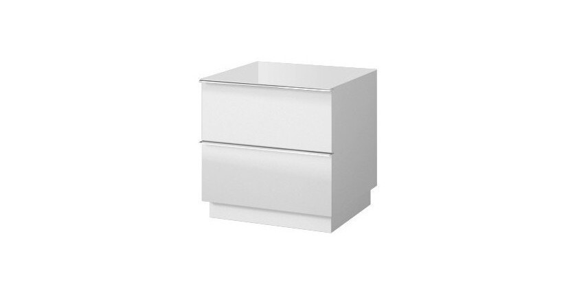 Petit Meuble TV ou meuble d'appoint 50cm collection ZANTE avec 2 tiroirs. Couleur blanc brillant.