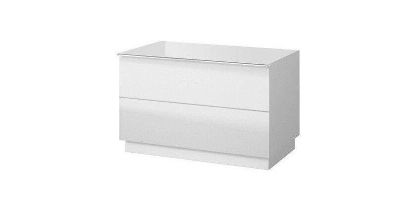 Meuble TV ou meuble d'appoint 80cm collection ZANTE avec 2 tiroirs. Couleur blanc brillant.