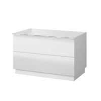 Meuble TV ou meuble d'appoint 80cm collection ZANTE avec 2 tiroirs. Couleur blanc brillant.