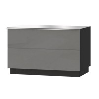 Meuble TV ou meuble d'appoint 80cm collection ZANTE avec 2 tiroirs. Couleur noir et gris brillant.