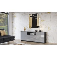 Ensemble de 6 meubles de salon collection ZANTE. Couleur noir et gris brillant.