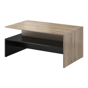 Table basse design collection RAMOS coloris chêne et noir.