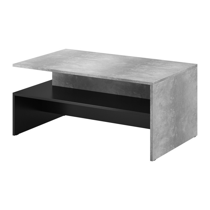 Table basse design collection RAMOS coloris gris effet béton et noir.