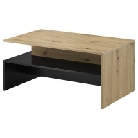 Table basse design collection RAMOS coloris chêne et noir super mat.