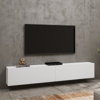 Meuble TV 180cm collection EVA. Couleur blanc et chêne.