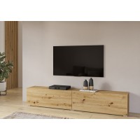 Meuble TV 180cm collection EVA. Couleur chêne et noir.