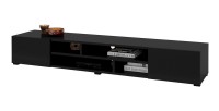 Meuble TV 210cm couleur noir collection KOBEE. Meuble à poser ou à suspendre.