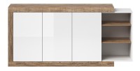 Buffet 180cm coloris chêne et blanc brillant avec nombreux rangements collection SINATRA.