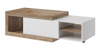 Table basse design extensible collection SINATRA. Couleur chêne foncé et blanc mat.