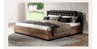 Chambre à coucher complète FOX: Armoire 200cm, Lit 160x200, commode, chevets. Couleur chêne foncé et noir