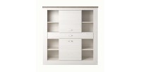 Vaisselier XL collection JUDY. Coloris blanc effet bois et chêne.