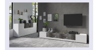 Ensemble meuble TV et buffet XL collection RIGA. Coloris blanc et ardoise