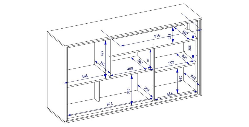 Buffet design 155cm pour salon couleur chêne et gris foncé collection SILVA.